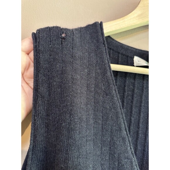 Banana Republic Merino Wool Sweater Vest Mens Large Navy Blue Button Up V Neck - Picture 5 of 7